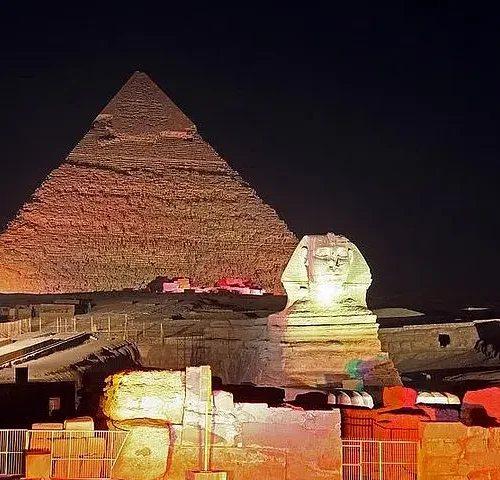 Pyramids of Giza Sound and Light Show from Cairo